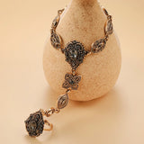Kinel Boho Charm Bracelet Link Ring 585 Alloy Crystal Flower Link Bracelets