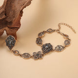 Kinel Boho Charm Bracelet Link Ring 585 Alloy Crystal Flower Link Bracelets