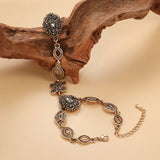 Kinel Boho Charm Bracelet Link Ring 585 Alloy Crystal Flower Link Bracelets