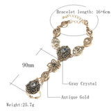 Kinel Boho Charm Bracelet Link Ring 585 Alloy Crystal Flower Link Bracelets
