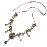 Kinel Grey Crystal Flower Necklace Boho Ethnic Wedding Jewelry