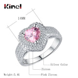 Pink Zircon Heart Ring Silver Wedding Jewelry