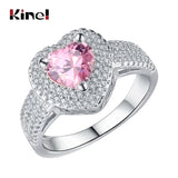 Pink Zircon Heart Ring Silver Wedding Jewelry