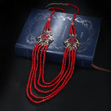 Kinel Green Crystal Beads Tassel Necklace Vintage Wedding Jewelry