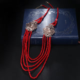 Kinel Green Crystal Beads Tassel Necklace Vintage Wedding Jewelry