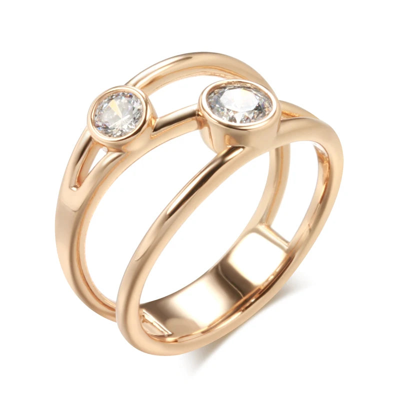Kinel Natural Zircon Ring 585 Rose Line Rings Wedding Daily Jewelry