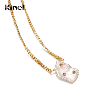 Baroque Pearl Wrap Geometric Metal Necklace for Women Wedding Party
