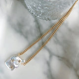 Baroque Pearl Wrap Geometric Metal Necklace for Women Wedding Party