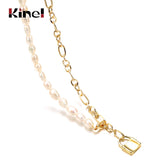 Kinel Pearl Wrap Geometric Necklace for Women Wedding Party