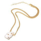 Baroque Pearl Wrap Geometric Metal Necklace for Women Wedding Party