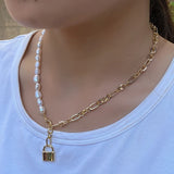 Kinel Pearl Wrap Geometric Necklace for Women Wedding Party