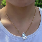 Baroque Pearl Wrap Geometric Metal Necklace for Women Wedding Party