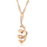 Kinel 585 Rose Geometry Rotate Pendant Necklace with Zircon for Women
