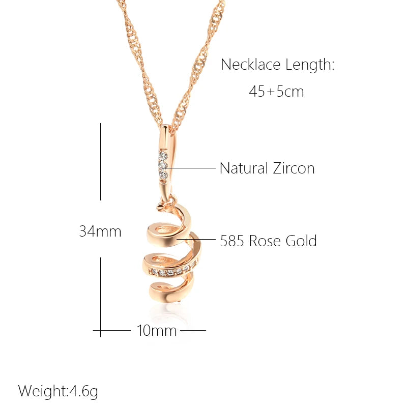 Kinel 585 Rose Geometry Rotate Pendant Necklace with Zircon for Women