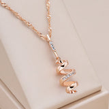 Kinel 585 Rose Geometry Rotate Pendant Necklace with Zircon for Women