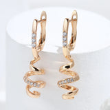Kinel 585 Rose Drop Earrings with Natural Zircon for Women