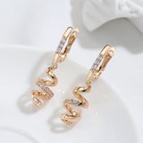 Kinel 585 Rose Drop Earrings with Natural Zircon for Women