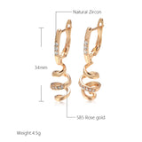 Kinel 585 Rose Drop Earrings with Natural Zircon for Women