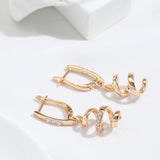 Kinel 585 Rose Drop Earrings with Natural Zircon for Women
