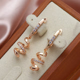 Kinel 585 Rose Drop Earrings with Natural Zircon for Women
