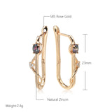 Kinel 585 Rose Long Earrings Natural Zircon Jewelry For Girls