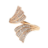Kinel 585 Rose Metal Open Ring with Zircon Micro Wax Inlay