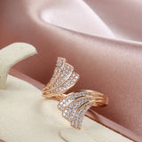 Kinel 585 Rose Metal Open Ring with Zircon Micro Wax Inlay