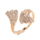 Kinel 585 Rose Metal Open Ring with Zircon Micro Wax Inlay
