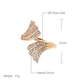 Kinel 585 Rose Metal Open Ring with Zircon Micro Wax Inlay