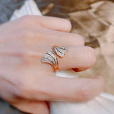 Kinel 585 Rose Metal Open Ring with Zircon Micro Wax Inlay