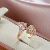 Kinel 585 Rose Metal Open Ring with Zircon Micro Wax Inlay