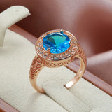 Kinel 585 Rose Ring Natural Zircon Bride Wedding Jewelry Crystal Gift
