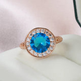 Kinel 585 Rose Ring Natural Zircon Bride Wedding Jewelry Crystal Gift