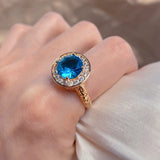 Kinel 585 Rose Ring Natural Zircon Bride Wedding Jewelry Crystal Gift