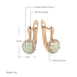 Kinel Emerald Cut Zircon 585 Rose Drop Earrings Round Crystal Wedding Jewelry