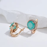 Kinel Emerald Zircon Drop Earrings Rose Wedding Jewelry