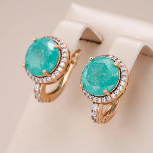 Kinel Emerald Zircon Drop Earrings Rose Wedding Jewelry