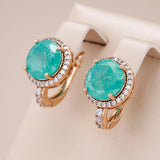Kinel Emerald Zircon Drop Earrings Rose Wedding Jewelry
