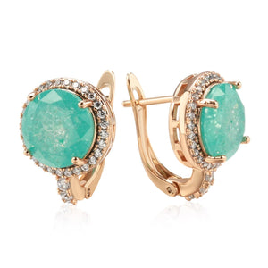 Kinel Emerald Zircon Drop Earrings Rose Wedding Jewelry