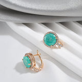 Kinel Emerald Zircon Drop Earrings Rose Wedding Jewelry