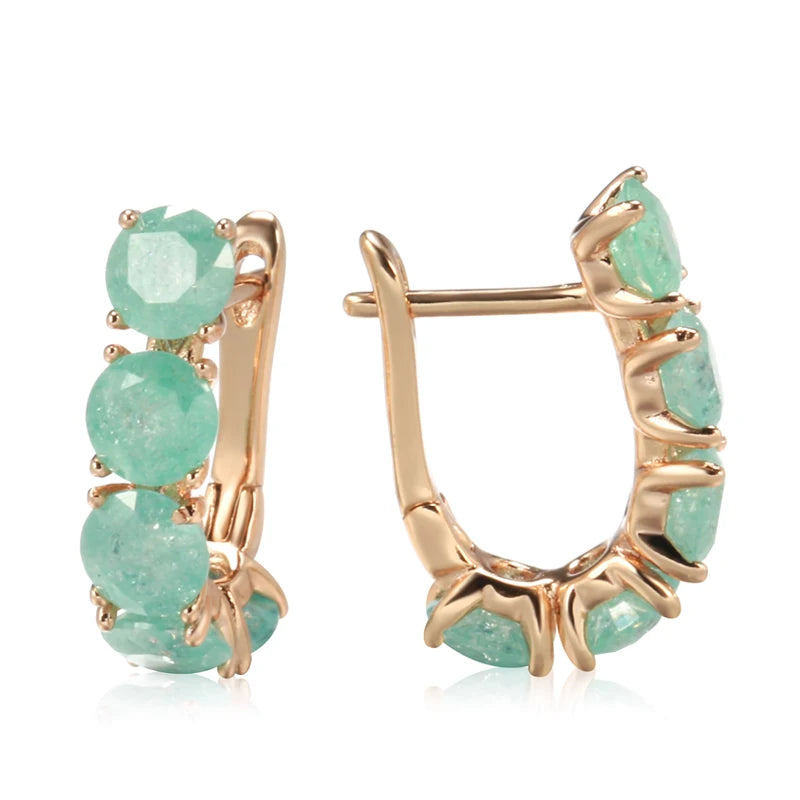 Emerald Round Cut Zircon Drop Earrings for Women