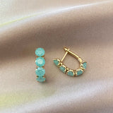 Emerald Round Cut Zircon Drop Earrings for Women