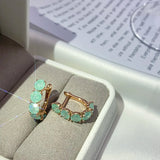 Emerald Round Cut Zircon Drop Earrings for Women