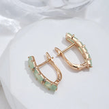 Kinel Emerald Zircon Drop Earrings 585 Rose Wedding Jewelry