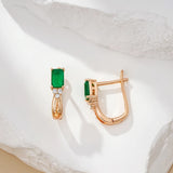 Kinel Emerald Zircon Drop Earrings 585 Rose Fine Jewelry