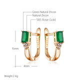 Kinel Emerald Zircon Drop Earrings 585 Rose Fine Jewelry
