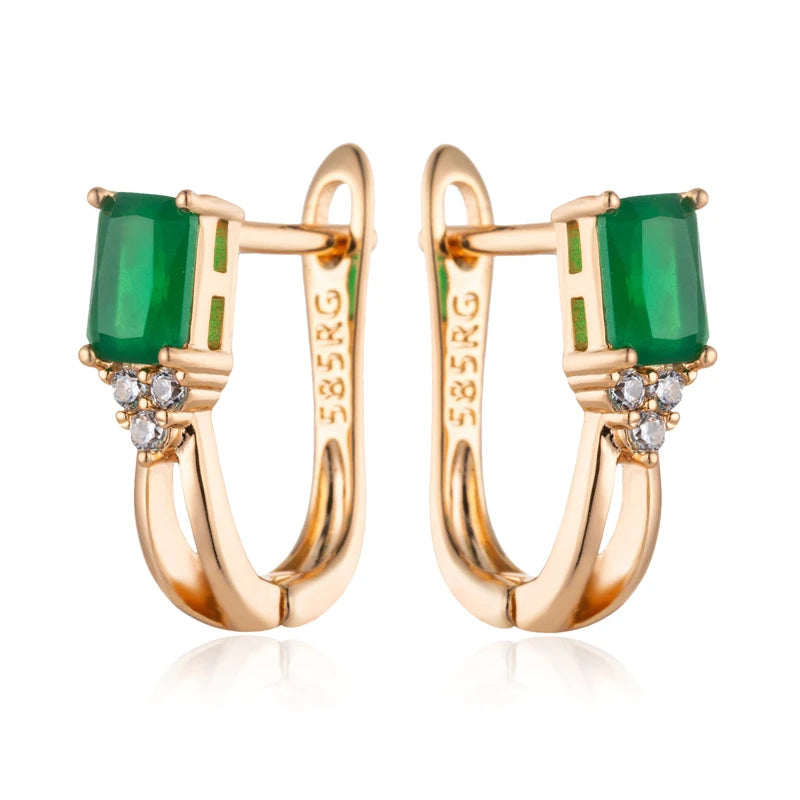Kinel Emerald Zircon Drop Earrings 585 Rose Fine Jewelry