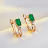Kinel Emerald Zircon Drop Earrings 585 Rose Fine Jewelry