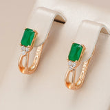 Kinel Emerald Zircon Drop Earrings 585 Rose Fine Jewelry
