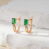 Kinel Emerald Zircon Drop Earrings 585 Rose Fine Jewelry